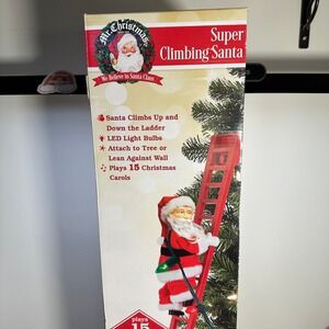 Mr Christmas Super Climbing Santa Animated Musical 15 Carols LED Lights 43 Inch